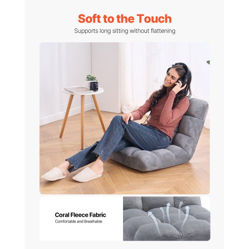 Floor Chair Recycled Foam Folding Sofa Chair with 14 Adjustable Positions