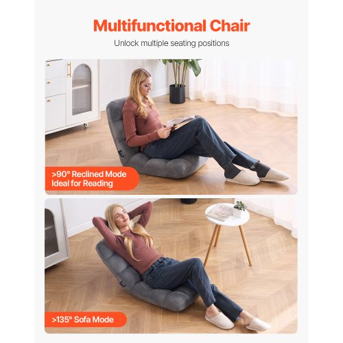 Floor Chair Recycled Foam Folding Sofa Chair with 14 Adjustable Positions