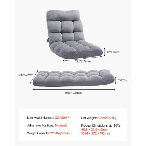 Floor Chair Recycled Foam Folding Sofa Chair with 14 Adjustable Positions
