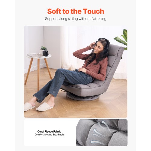 Swivel Floor Gaming Chair 360Degree Rotating Floor Chair with 4 Adjustable