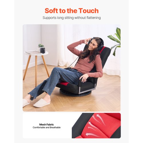 Swivel Floor Gaming Chair with Armrests 360Degree Rotating Floor Chair