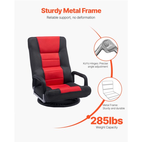 Swivel Floor Gaming Chair with Armrests 360Degree Rotating Floor Chair