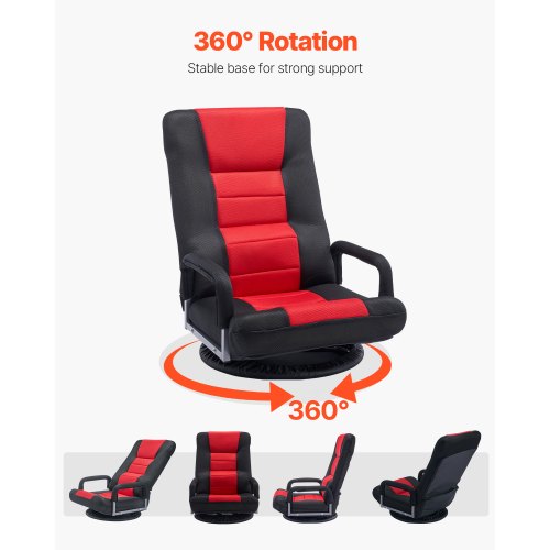 Swivel Floor Gaming Chair with Armrests 360Degree Rotating Floor Chair