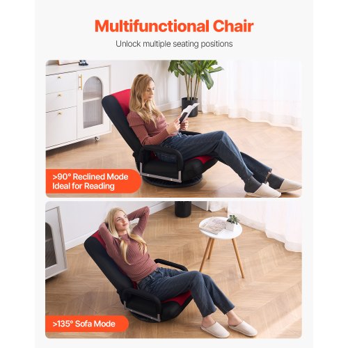 Swivel Floor Gaming Chair with Armrests 360Degree Rotating Floor Chair