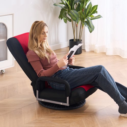 Swivel Floor Gaming Chair with Armrests 360Degree Rotating Floor Chair