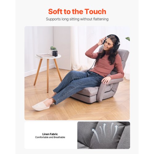 Floor Chair Floor Gaming Chair with 5 Adjustable Position and Back Support