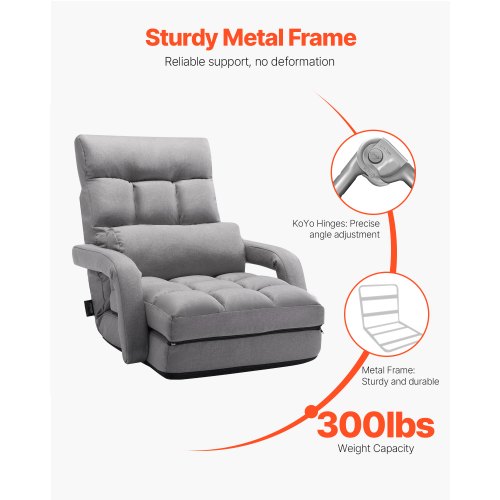 Floor Chair Floor Gaming Chair with 5 Adjustable Position and Back Support