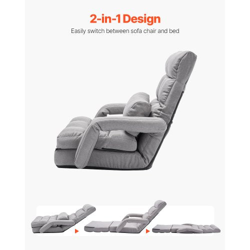 Floor Chair Floor Gaming Chair with 5 Adjustable Position and Back Support
