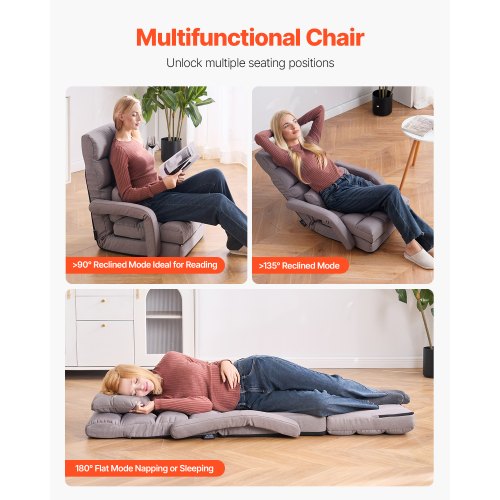 Floor Chair Floor Gaming Chair with 5 Adjustable Position and Back Support