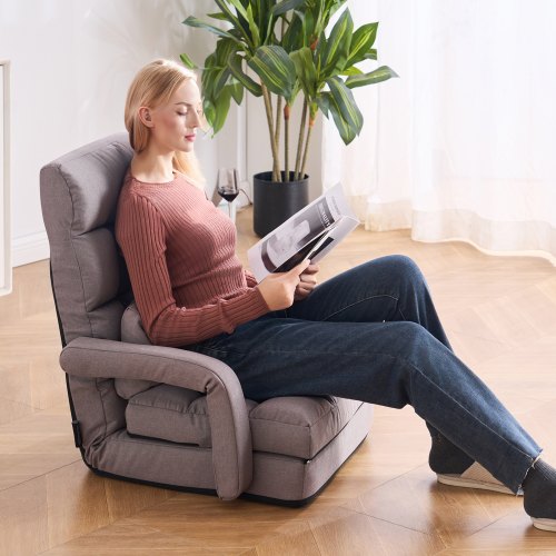 Floor Chair Floor Gaming Chair with 5 Adjustable Position and Back Support