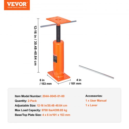 House Floor Jacks 2 Pack 1216 Height Range 9700 lbs Max Load Capacity