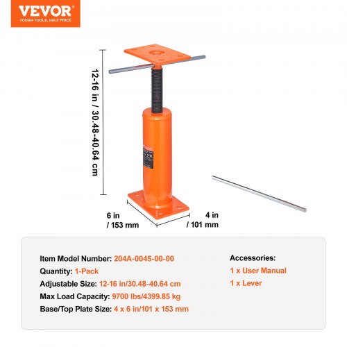 House Floor Jack 1216 Height Range 9700 lbs Max Load Capacity