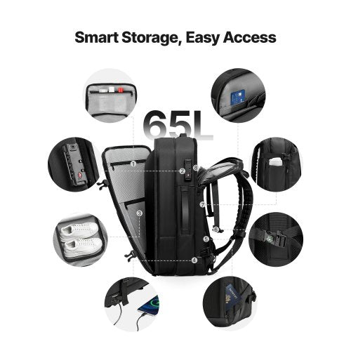 Vacuum Travel Backpack 65L Expandable Vacuum Seal Compression Travel