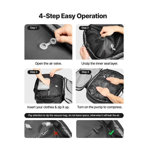 Vacuum Travel Backpack 65L Expandable Vacuum Seal Compression Travel