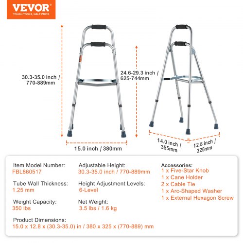 Folding Hemi Walker One Arm Folding Walker for Seniors with 6Level