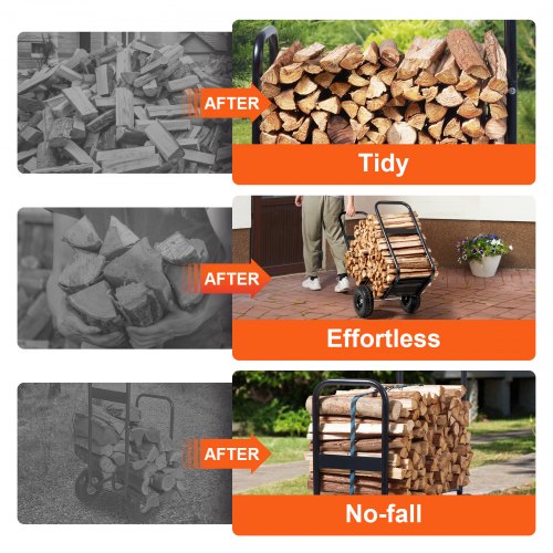 Firewood Log Cart 250 lbs Capacity Outdoor and Indoor Wood Rack Storage