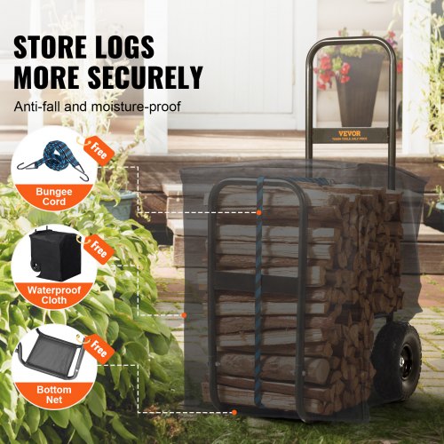 Firewood Log Cart 250 lbs Capacity Outdoor and Indoor Wood Rack Storage