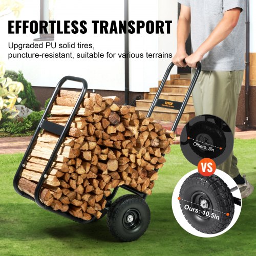 Firewood Log Cart 250 lbs Capacity Outdoor and Indoor Wood Rack Storage