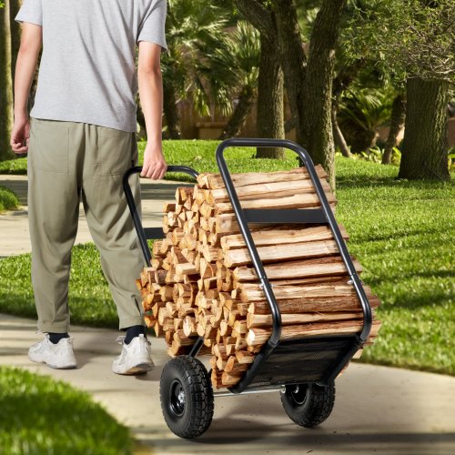 Firewood Log Cart 250 lbs Capacity Outdoor and Indoor Wood Rack Storage