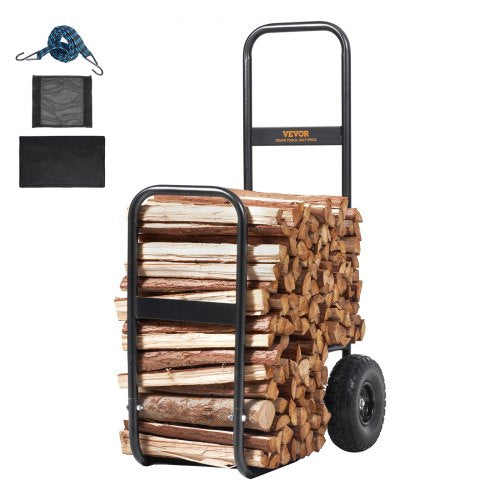 Firewood Log Cart 250 lbs Capacity Outdoor and Indoor Wood Rack Storage