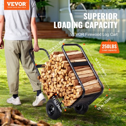 Firewood Log Cart 250 lbs Load Capacity Outdoor and Indoor Wood Rack