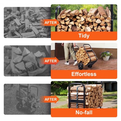 Firewood Log Cart 250 lbs Load Capacity Outdoor and Indoor Wood Rack