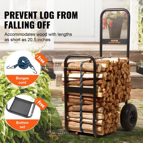 Firewood Log Cart 250 lbs Load Capacity Outdoor and Indoor Wood Rack