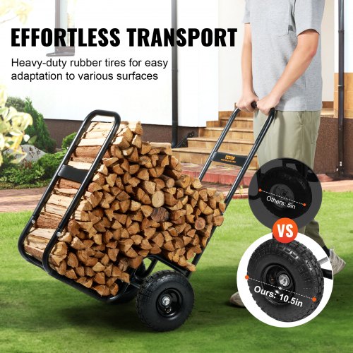 Firewood Log Cart 250 lbs Load Capacity Outdoor and Indoor Wood Rack