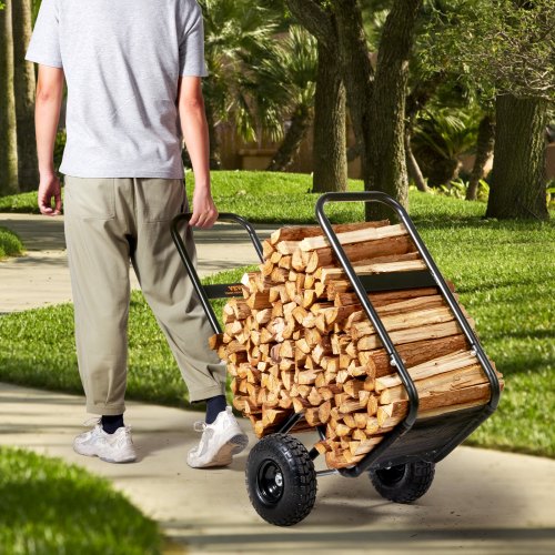 Firewood Log Cart 250 lbs Load Capacity Outdoor and Indoor Wood Rack