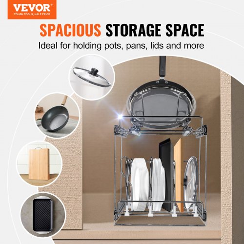 Pan and Pot Rack 2Tier Expandable Pull Out Under Cabinet Organizer Cookie