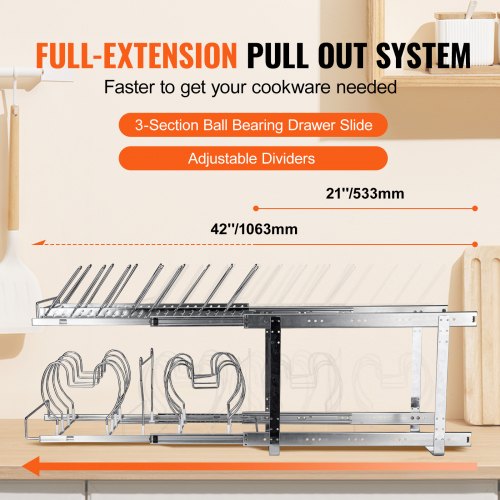 Pan and Pot Rack 2Tier Expandable Pull Out Under Cabinet Organizer Cookie