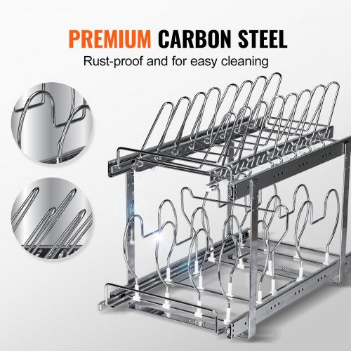Pan and Pot Rack 2Tier Expandable Pull Out Under Cabinet Organizer Cookie