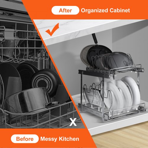 Pan and Pot Rack 2Tier Expandable Pull Out Under Cabinet Organizer Cookie