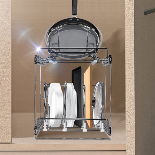 Pan and Pot Rack 2Tier Expandable Pull Out Under Cabinet Organizer Cookie