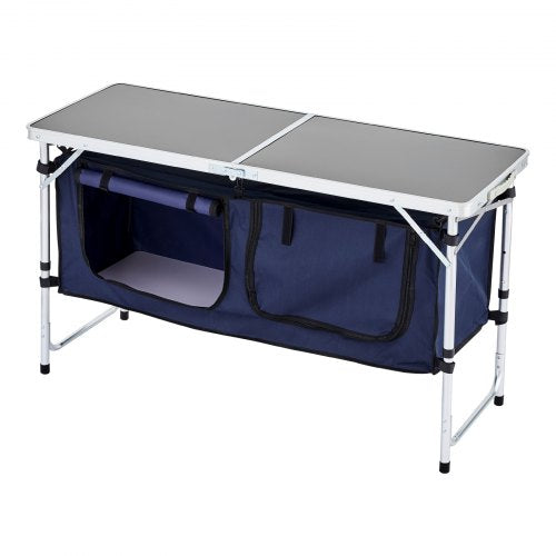 Camping Kitchen Table Folding Outdoor Cooking Table 3 Adjustable Height
