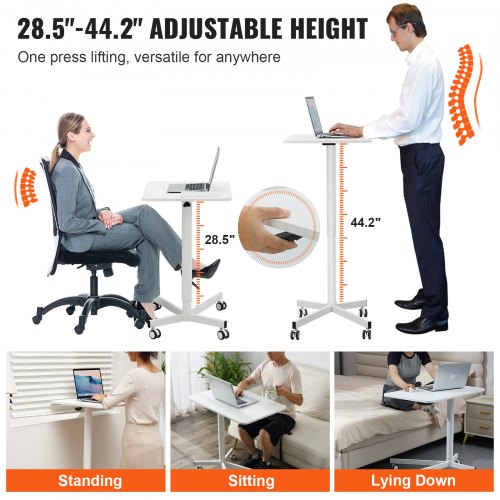 Mobile Standing Desk 285442 GasSpring Height Adjustable SitStand