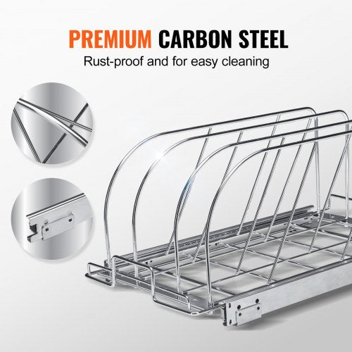 Pan and Pot Rack Expandable Pull Out Under Cabinet Organizer Cookie Sheet