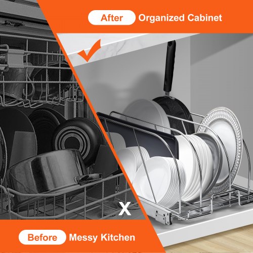 Pan and Pot Rack Expandable Pull Out Under Cabinet Organizer Cookie Sheet