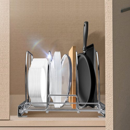 Pan and Pot Rack Expandable Pull Out Under Cabinet Organizer Cookie Sheet
