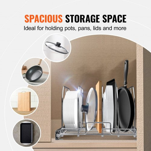 Pan and Pot Rack Expandable Pull Out Under Cabinet Organizer Cookie Sheet