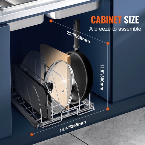 Pan and Pot Rack Expandable Pull Out Under Cabinet Organizer Cookie Sheet