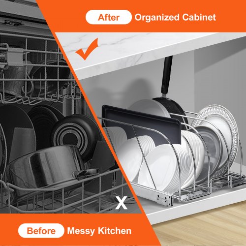 Pan and Pot Rack Expandable Pull Out Under Cabinet Organizer Cookie Sheet