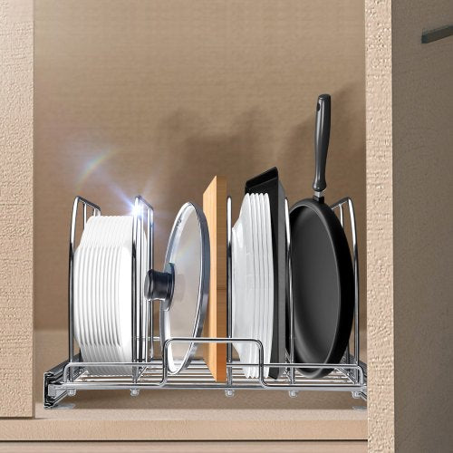 Pan and Pot Rack Expandable Pull Out Under Cabinet Organizer Cookie Sheet