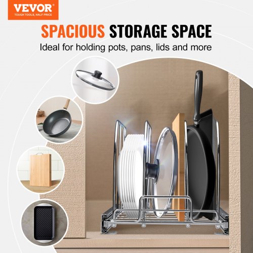 Pan and Pot Rack Expandable Pull Out Under Cabinet Organizer Cookie Sheet