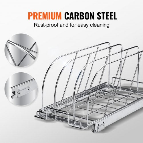 Pan and Pot Rack Expandable Pull Out Under Cabinet Organizer Cookie Sheet