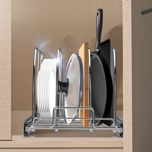 Pan and Pot Rack Expandable Pull Out Under Cabinet Organizer Cookie Sheet