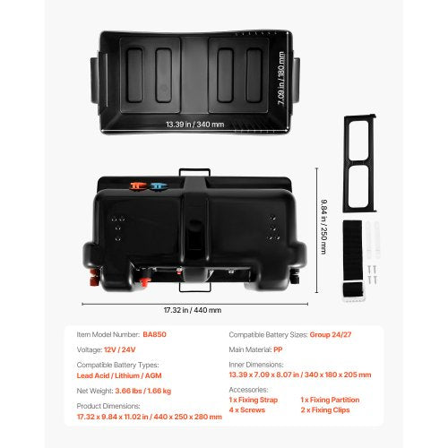 Battery Box Group 2427 Trolling Motor Battery Box 12V24V Marine