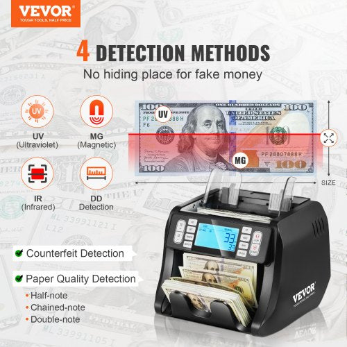Money Counter Machine Bill Counter with UV MG IR and DD Counterfeit