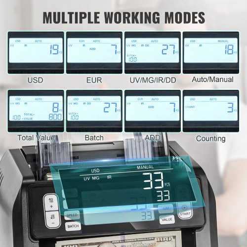Money Counter Machine Bill Counter with UV MG IR and DD Counterfeit