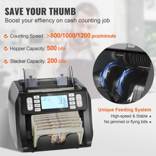 Money Counter Machine Bill Counter with UV MG IR and DD Counterfeit
